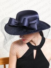 Femmes Sinamay Fascinators Church Chapeaux Mariage Elegant Evening Kentucky Veils Ladies Bride Chapeau Luxury Derby Hat 240401