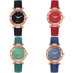 Dames Sky Diamond Watch Fashion Casual Leather Belt horloges Simple Ladies 'Small Dial Quartz Clock Dress Polshorden Reloj Mujer