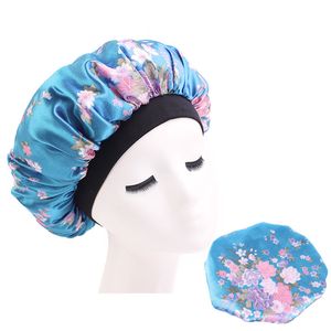 Bonnet de sommeil pour femmes Bonnet de cheveux en soie douce avec large bande Couverture de nuit confortable Large chapeau de couchage Bonnet de perte de poils de nombreuses couleurs