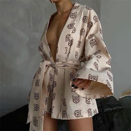 Vrouwen slaapkleding mode pyjama's print 2-delige sets dames outfits casual veter-up lange mouw gewaden shorts set huiskleding 2023