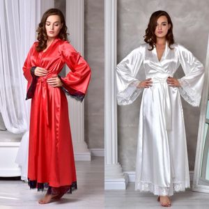 Femmes vêtements de nuit manches longues une pièce sur mesure chemise de nuit en satin avec dentelle femmes pyjamas de créateur livraison gratuite