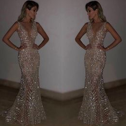 Robe longue de soirée sans manches pour femmes, décolleté en V profond, coupe cintrée, pour Cocktail, formelle, sexy, élégante, moulante, robes de bal