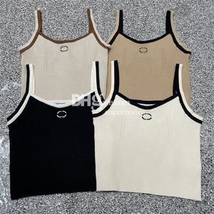 Dames Mouwloos Gebreid Gebreide Top Met Lage Ronde Hals Casual Singlets Vest Tanks Bijgesneden Trui Tops Camis