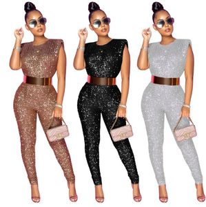 Women Sleeveless Sequined Skinny Jumpsuits Sexy Party Club Outfits Chic Jumpsuit Women's & Rompers