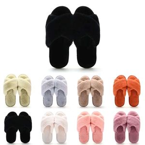 Vrouwen glijden bont Scuffs Slippers Designer slippers Flops Triple Black Red Pink Gray Non-Brand Dames Sandalen Hom 4D0 S