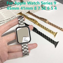 Correa delgada de acero inoxidable para Apple Watch Series 9, 45mm, 41mm, 8, 7 SE, 6, 5, 4, 38, 40, 42mm y 44mm, Ultra correa para iWatch