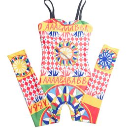 Maillot de bain une pièce rembourré, couleur contrastée, serré, imprimé lettres, tenue de Yoga, Slim, pour l'été, pour femmes