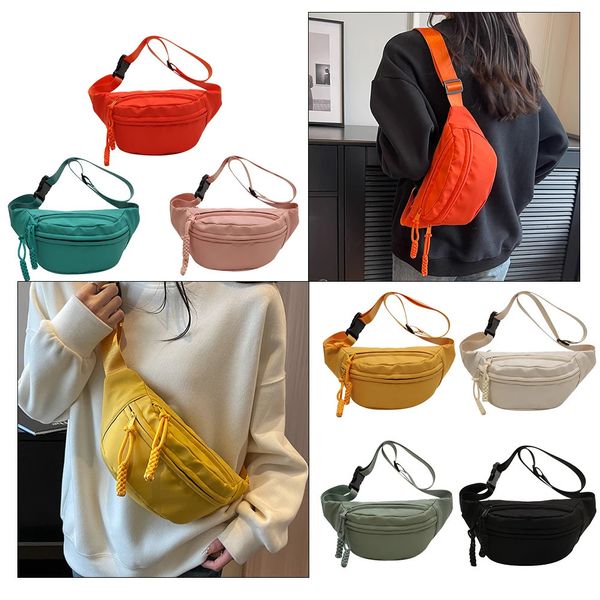 Femmes Sling Taille Pack Toile Mode Courir Taille Sac Simple Casual Couleur Unie Portable Étanche Taille Pack Ceinture Sac 240306