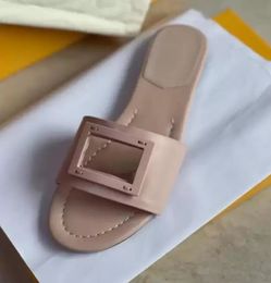 Dames slipper sandaalschoenen glijden plat metalen leer f-dis staguette outdoor slipper luxe merken