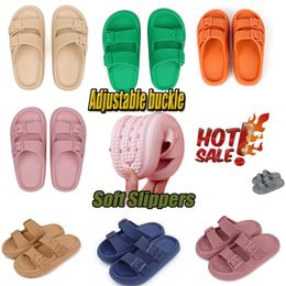 Vrouwen Slippers Verstelbare Gesp Dikke Platform Sandalen Strand Schoenen Badkamer Slipper Zachte EVA Platte Zool Slides Oversized 36-47