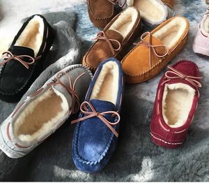Vrouwen slippers Casual winter platte loafers glijden op dames bontflats schoenen bowknot mocassins dame schoen mocain