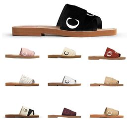 Pantoufles pour femmes sandales de créateurs Woody mules femmes sabots sabots sandale en bois de luxe beige clair beige blanc noir rose diapositives chaussures appartements tongs plates sandale plate