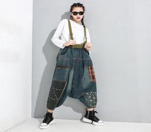 Vrouwen slouchy riembroek lage kruis spijkerbroek hiphop Koreaanse trendy broek plus size bloeiers losse overalls dames 2376442