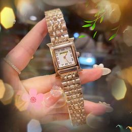 Dames Klein Vierkant Digitaal Nummer Wijzerplaat Horloge Hip Hop Iced Out Roestvrij Staal Twee Pins Klok Quartz uurwerk Liefhebbers Rose Gouden Ketting Armband Horloges Geschenken