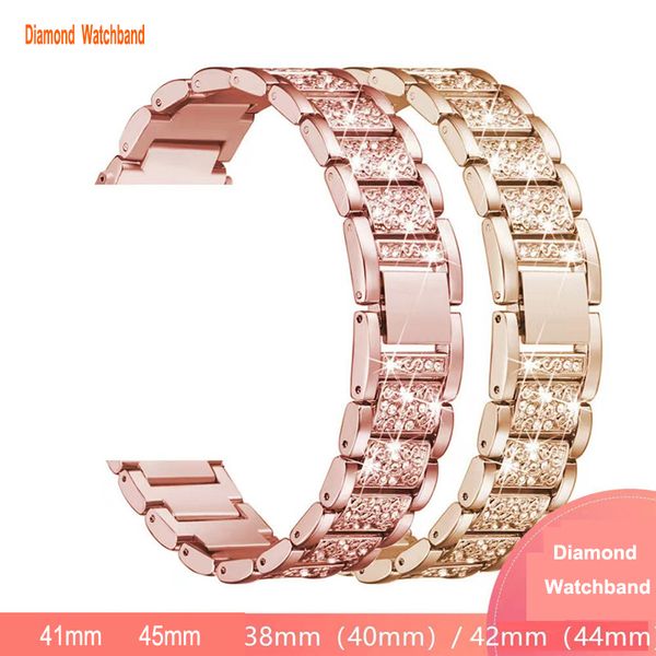Bracelets intelligents pour femmes compatibles avec le bracelet Apple Watch 45 mm 44 mm 40 mm 41 mm Bracelet scintillant scintillant Bracelet diamant scintillant pour iWatch SE Series 8 7 6 5 4 3 bracelet de montre