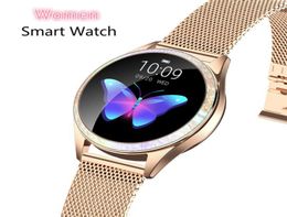Dames Smart Watch Bluetooth Full -scherm Smartwatch Hartslagmonitor Sport Watch voor iOS Andriod KW20 Lady Pols Watches55975011288818