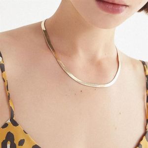 Vrouwen Snake Chain Choker Ketting Rvs Goud Silve Kleur Platte Visgraat Chokers Link Voor Meisjes Hanger Necklaces272b