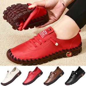 Vrouwen Sneakers Zomer Pu Leer Platform Loafers Lace Up Comfort Platte Instapper Moeder Schoenen Plus Size Mujer Zapatos Chaussure Femme 240312