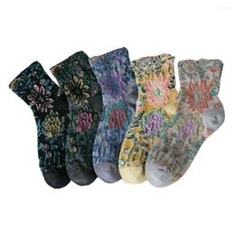 Chaussettes pour femmes 1/2/3 Paires mignons harajuku hiver long vintage chaud kawaii coton mode coréen de style imprimer des produits pour 2024