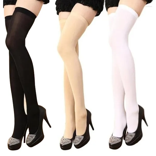 Calcetines para mujer, 1/2 pares, pantimedias calentadoras de piernas para mujer, medias ajustadas de terciopelo, negro, blanco, rojo, por encima de la rodilla, largas, sexis, hasta el muslo, para niñas