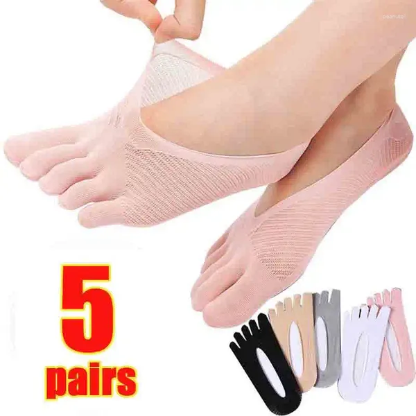 Chaussettes de femmes 1/3/5 paires / lot d'été cinq doigts ultrathin toe drôle de bateau invisible