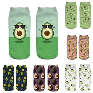 Dames sokken 1 paar 3D geprinte cartoon gelukkige avocado cool mode grappige fruit unisex short sox art nieuwigheid geschenk dropship