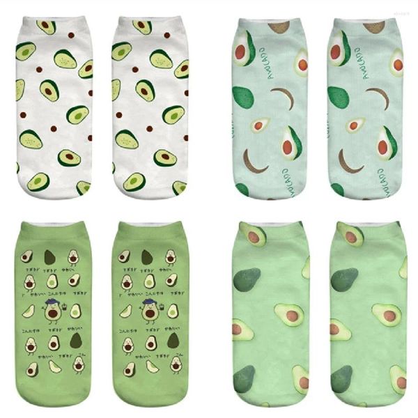 Calcetines para mujeres 1 par dibujos animados impresos en 3D feliz aguacate fresco fruta divertida fruta unisex martista corta arte novedoso dropship