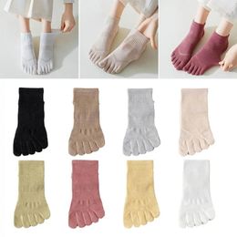 Calcetines para mujeres 1 par anti-slip cinco dedos de algodón sólido de color sólido transpirable con verano de mujeres separadas