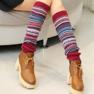 Chaussettes pour femmes, 1 paire, protège-jambes confortables, poignets côtelés, bas chauds chics pour le Shopping, automne et hiver