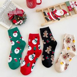 Calcetines de mujeres 1 par lindo navidad dibujos animados divertidos alces nieves santa claus Medias estampadas para niñas calcetín casual transpirable