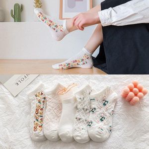 Dames sokken 1 paar schattig pakket ankle Harajuku lolita kawaii katoen bohemia stijl meisje bloemen onzichtbare bloemen ontwerper