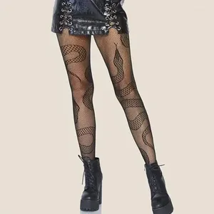 Calcetines de mujeres 1 par de serpientes pantimedias sexy medias de pescado negro harajuku lolita lolita gótico ropa de estilo punk hueco de malla de malla