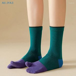 Chaussettes de femmes 1 paire unisexe à deux pieds mélangés à mixage Corlor Tabi Clogs japonais Spring Automne Split