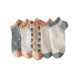 Frauen Socken 10 Paar Nette Kurze Socke Mode Atmungs Frühjahr Sommer Baumwolle Boot Harajuku Süße Blumen Japanische Ankle Sox 2023