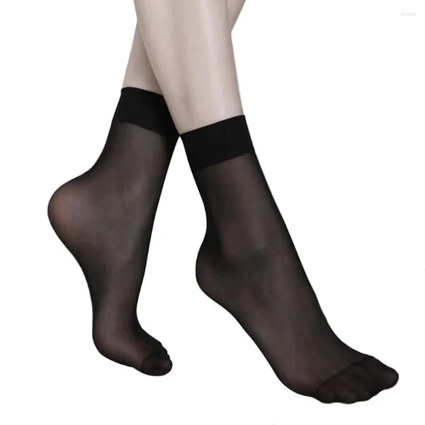 Calcetines de mujer, 10 pares de calcetines tobilleros cortos de terciopelo transparente fino de seda de cristal y nailon a la moda para mujer para verano