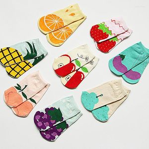 Femmes chaussettes 10 paires/lot 2023 fruits légumes imprimer coton cheville Meias Feminina femmes décontracté chaussette pantoufles