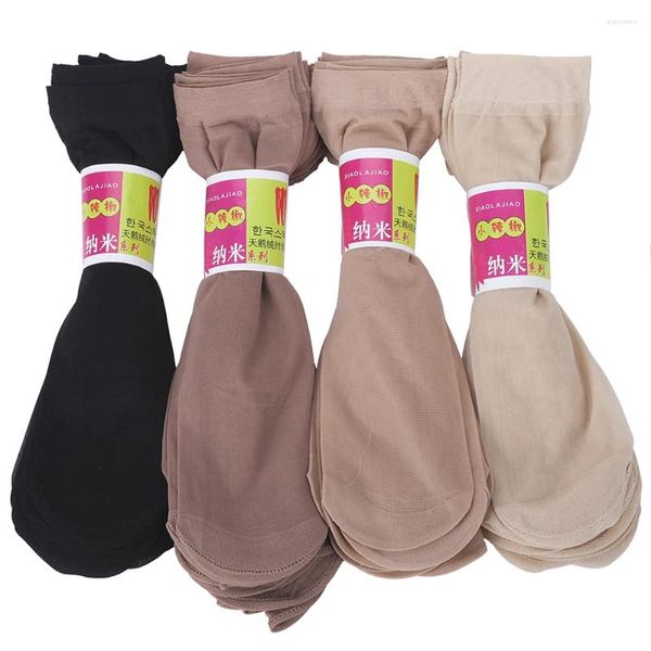 Chaussettes d'été courtes en cristal pour femmes, 10 pièces/lot, bonneterie élastique en Nylon, 2024