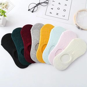 Ensemble de chaussettes pour femmes, 10 pièces, 5 paires, pantoufles, couleur unie, bateau Invisible, respirant, antidérapant, en Silicone, cheville courte, sans spectacle