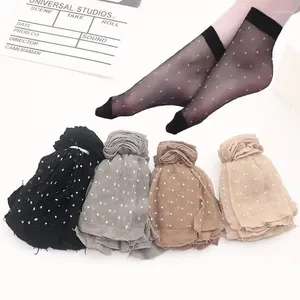 Chaussettes d'été ultra-fines pour femmes, 10 paires, soie cristal, couleur de peau, points transparents, Nylon fin, mode dames, cheville courte