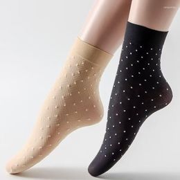 Vrouwensokken 10 stks/Set Spring Sock Comfortabele Coton Boat Short Elastic Transparant Thin Enkle Sexy Dot