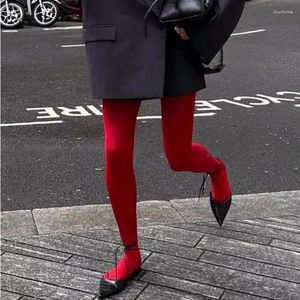 Calcetines de mujer 120D pantimedias rojas antigancho para medias sexis de terciopelo de seda de colores sólidos medias de moda para mujer en 16 colores