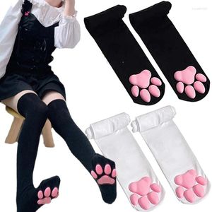 Chaussettes pour femmes, 1 paire, bas patte de chat, coussin de viande tridimensionnel, collants Cos Animation Anime genou mignon fille Lolita Sexy