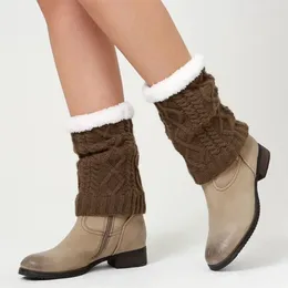 Calcetines de mujer 1 par de calcetines de punto hasta la rodilla de lana para botas de invierno cubre puños de ganchillo de lana