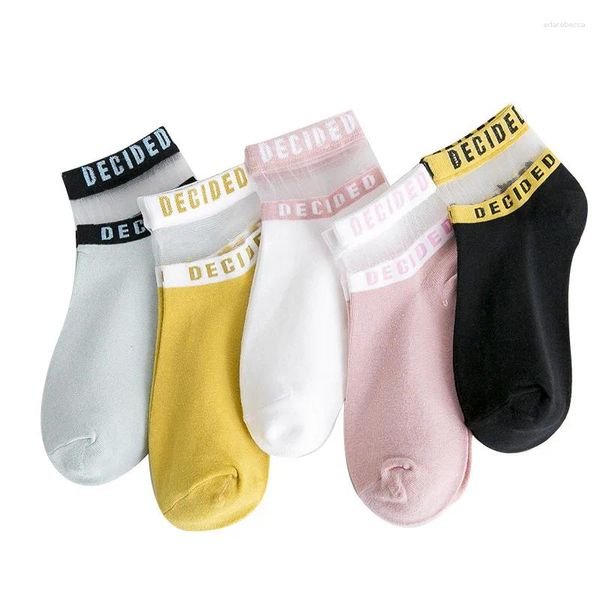 Femmes chaussettes 1 paire Lot pour l'été Ultra-mince Transparent Cass Fiber de verre soie mode japon cheville chaussette concepteur 1 Pai