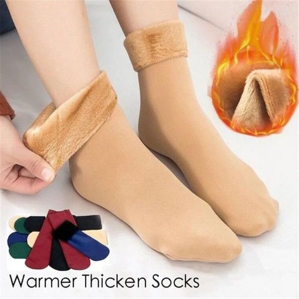 Calcetines de mujeres 1 Pair Invierno Hombres gruesos Cabalde de lana termal nieve tibia de terciopelo sin costura Piso para unisex