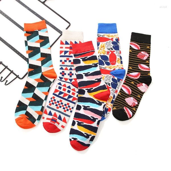 Calcetines de mujer 2 pares estampado lindo largo moda cómodo algodón conjunto Casual transpirable estilo coreano Streetwear Socken