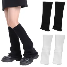 Dames Sokken 2 Paren Mid-Kalf gebreide (Black White) Comfortor Leg Warmer Legwarmers Boot Covers Sleeve Acryl