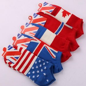 Chaussettes en coton pour femmes et hommes, motif de drapeau, marque bateau, 4 paires/lot, printemps été 2022