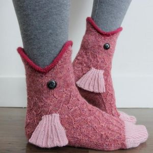 Calcetines De Mujer 2023 De punto De cocodrilo Otoño Invierno lindo suelo De dibujos animados cálido Navidad divertidos Calcetines De La Mujer