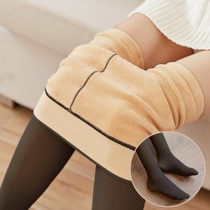 Femmes chaussettes 2023 printemps femme collants translucide laine chaussette pantalon hiver bas polaire doublé collants thermique Legging faux